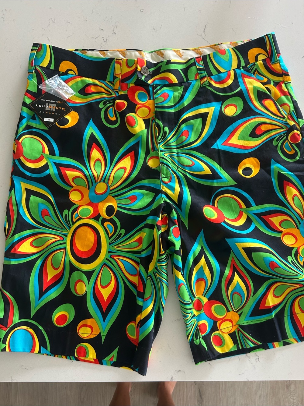 Loudmouth Men's Black Multicolor Floral Athletic Shorts